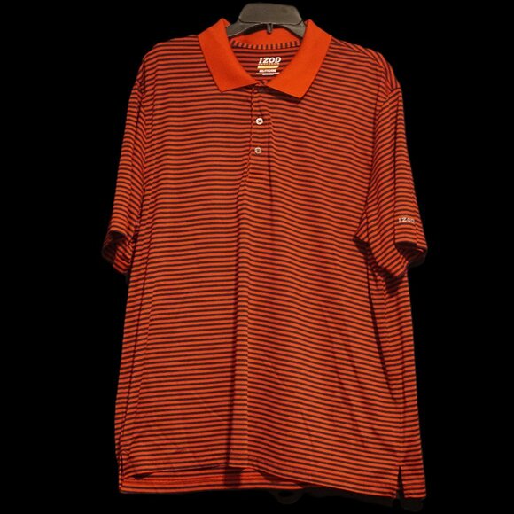 Izod Performance Golf Men’s XXL Red and Navy Striped Short Sleeve Polo - Picture 1 of 3